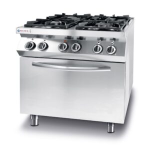 Gaasipliit KitchenLine 4 põletiga ja elektrilise konvektsioonahjuga GN1/1 230V/3000W, 19kW, 800x700x(H)900mm