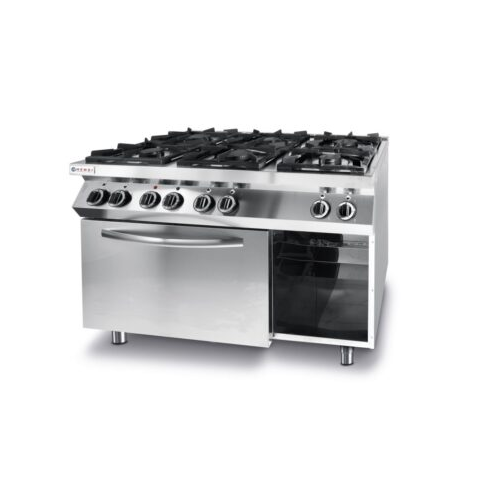 Gaasipliit KitchenLine 6 põletiga ja elektrilise konvektsioonahjuga GN1/1 230V/3000W, 28,5kW, 1200x700x(H)900mm