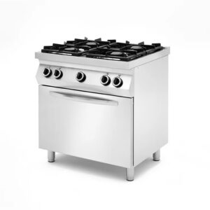 4 põletiga gaasipliit, gaasi või elektrilise ahjuga GN1/1, 230V/22000W, 19kW, 800x700x(H)900mm