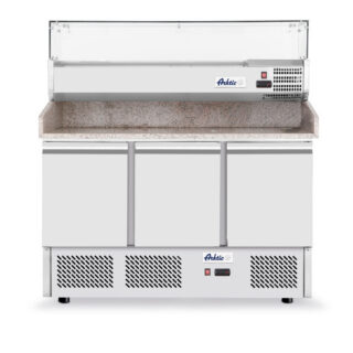 Kõrgendiga ja graniidist lauaplaadiga külmlaud pitsa jaoks, 3 uksega Arktic 254L 230V/400W, 1365x700x(H)1030mm