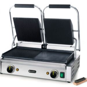 Kontaktgrill - kahepoolne pool sile, pool sooniline, 230V/3600W, 570x370x(H)210mm