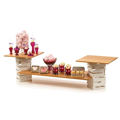 Mattvalgest terasest bambusega puhvetikomplekt