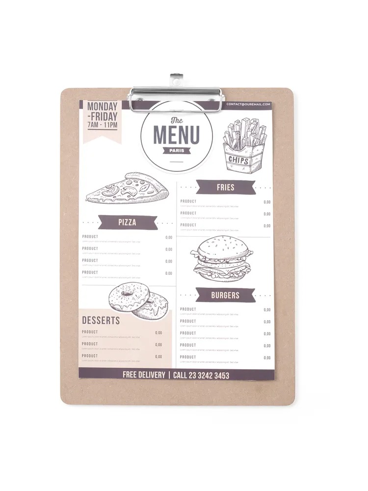 125x180mm Klambriga menüüalus