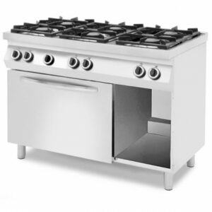 6 põletiga gaasipliit, gaasi või elektrilise ahjuga GN1/1, 230V/32500W, 1200x700x(H)900mm