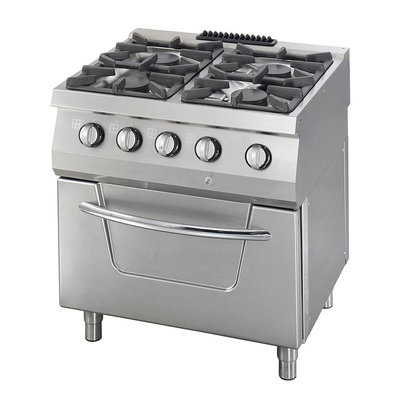 Heavy Duty pliit - 4 Burners - Gas - with Oven - 37kW - 70cm DeepÂ 