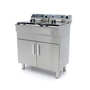 Fritüür - 2 x 16L - 2 korvi - tühjenduskraaniga ja alusega - 230V
