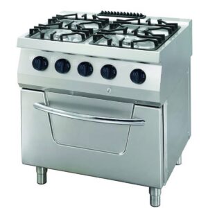 Heavy Duty pliit - 4 põletit - kahekordne seade - sügavus 70 cm - 31 kW - gaas koos ahjuga